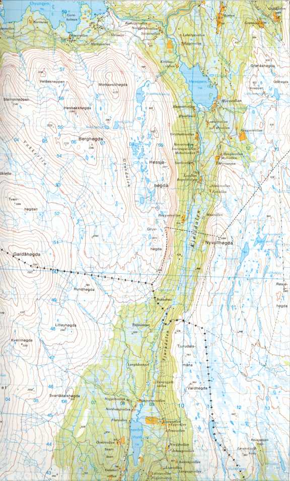 Map of the southern part of Hessdalen (middle)